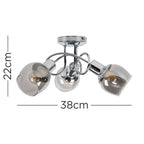lse - Zarah 3 Light Chrome Flush Ceiling Light - Luminosity Designs Ltd