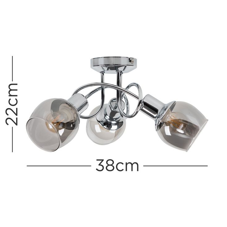 lse - Zarah 3 Light Chrome Flush Ceiling Light - Luminosity Designs Ltd