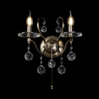 Diyas - Zinta Wall Lamp Switched 2 Light E14 Switched with Hanging Crystal Droplets - Luminosity Designs Ltd