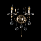 Diyas - Zinta Wall Lamp Switched 2 Light E14 Switched with Hanging Crystal Droplets - Luminosity Designs Ltd