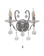 Diyas - Zinta Wall Lamp Switched 2 Light E14 Switched with Hanging Crystal Droplets - Luminosity Designs Ltd