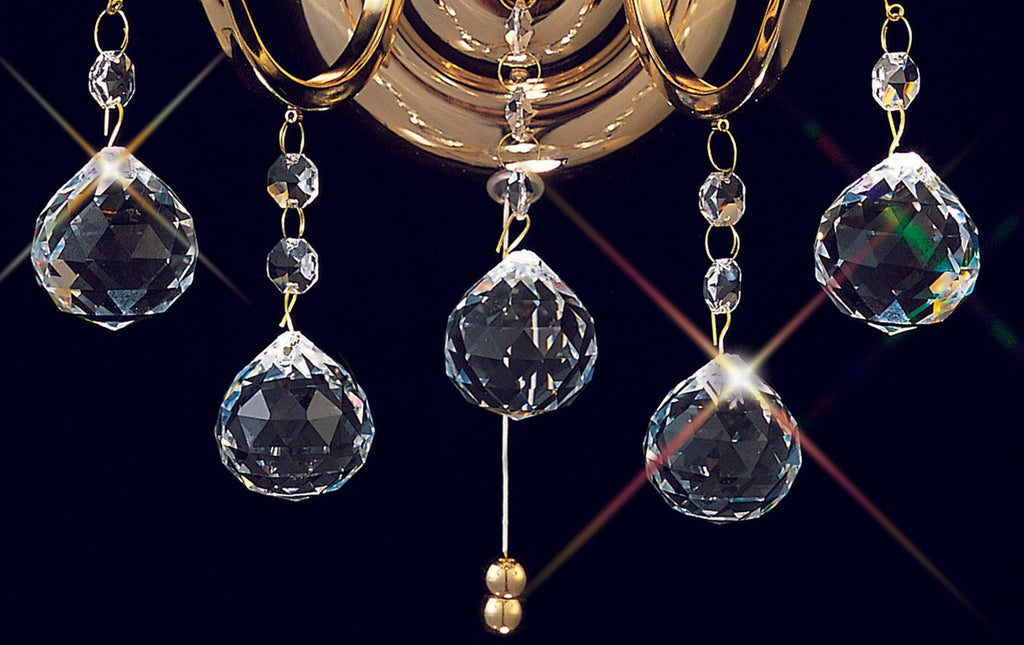 Diyas - Zinta Wall Lamp Switched 2 Light E14 Switched with Hanging Crystal Droplets - Luminosity Designs Ltd