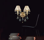 Diyas - Zinta Wall Lamp Switched 2 Light E14 Switched with Hanging Crystal Droplets - Luminosity Designs Ltd