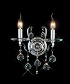 Diyas - Zinta Wall Lamp Switched 2 Light E14 Switched with Hanging Crystal Droplets - Luminosity Designs Ltd