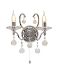 Diyas - Zinta Wall Lamp Switched 2 Light E14 Switched with Hanging Crystal Droplets - Luminosity Designs Ltd