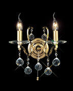 Diyas - Zinta Wall Lamp Switched 2 Light E14 Switched with Hanging Crystal Droplets - Luminosity Designs Ltd