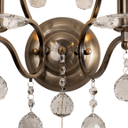 Diyas - Zinta Wall Lamp Switched 2 Light E14 Switched with Hanging Crystal Droplets - Luminosity Designs Ltd