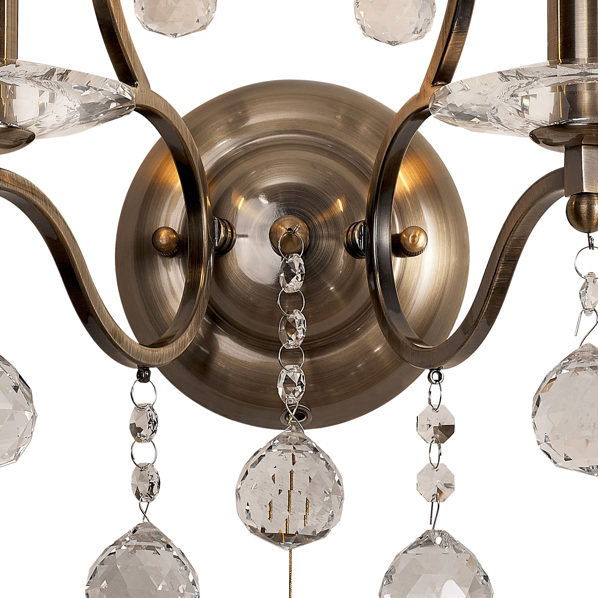 Diyas - Zinta Wall Lamp Switched 2 Light E14 Switched with Hanging Crystal Droplets - Luminosity Designs Ltd