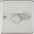 Knightsbridge - 1 Gang Single Metal Rounded Edge 1G Dimmer Switch with Intelligent Dimmer Module - Luminosity Designs Ltd