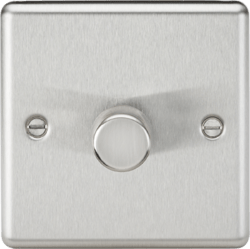 Knightsbridge - 1 Gang Single Metal Rounded Edge 1G Dimmer Switch with Intelligent Dimmer Module - Luminosity Designs Ltd