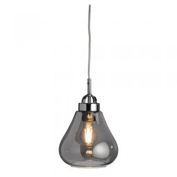 Small Turua Single Pendant Light, Teardrop Glass Shape, Metal Canopy with Braided Flex, 1 x E27