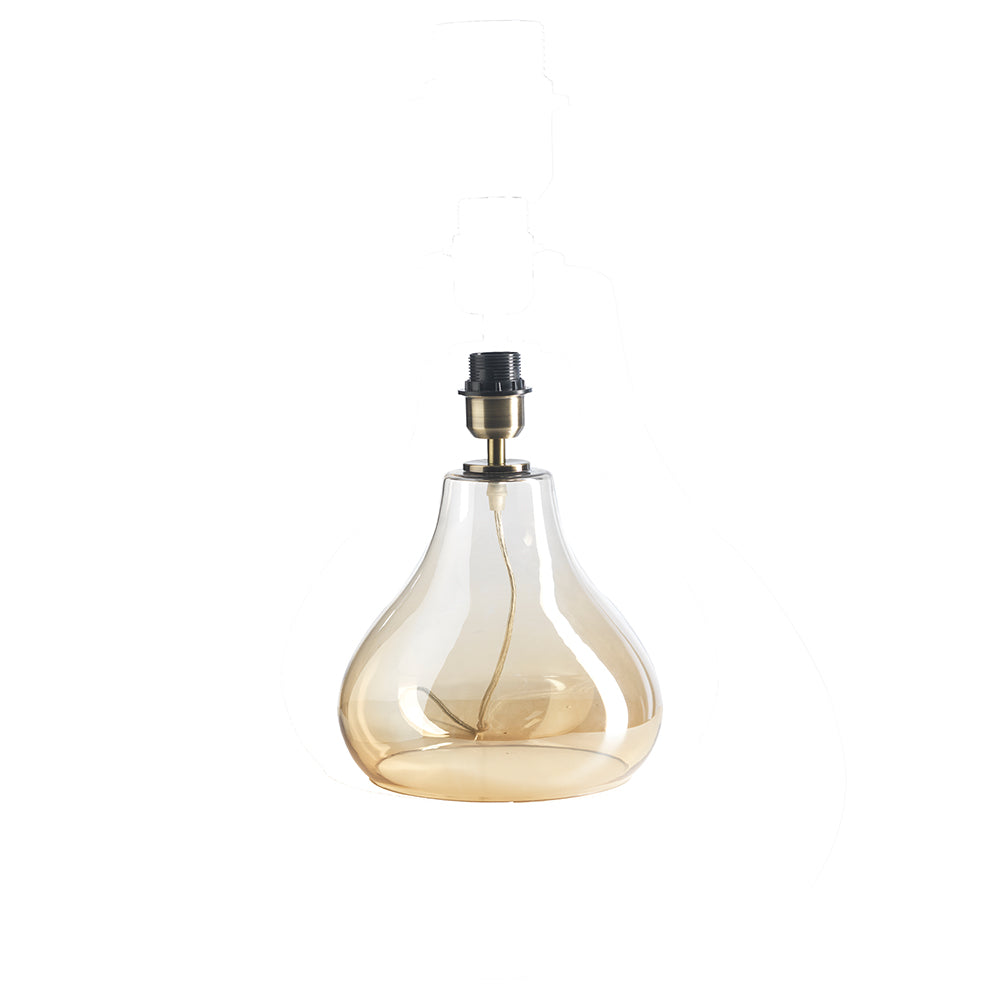 Large Turua Table Lamp, Teardrop Glass Shaped Base, Phenolic Lamp Holder with Braided Flex, Inline Switch, 1 x E27