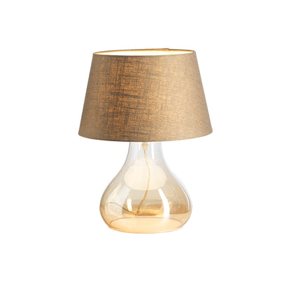 Large Turua Table Lamp, Teardrop Glass Shaped Base, Phenolic Lamp Holder with Braided Flex, Inline Switch, 1 x E27