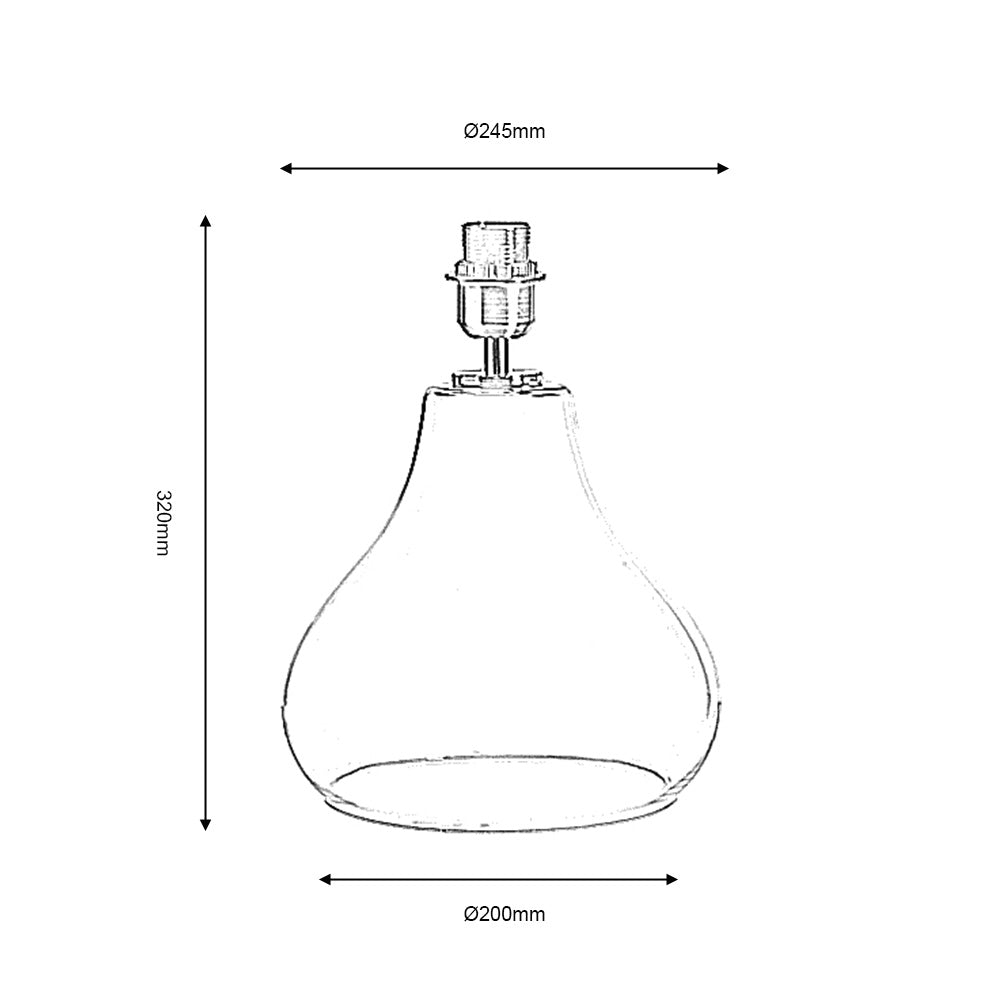 Large Turua Table Lamp, Teardrop Glass Shaped Base, Phenolic Lamp Holder with Braided Flex, Inline Switch, 1 x E27