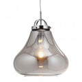 Large Turua Single Pendant Light, Teardrop Glass Shape, Metal Canopy with Braided Flex, 1 x E27