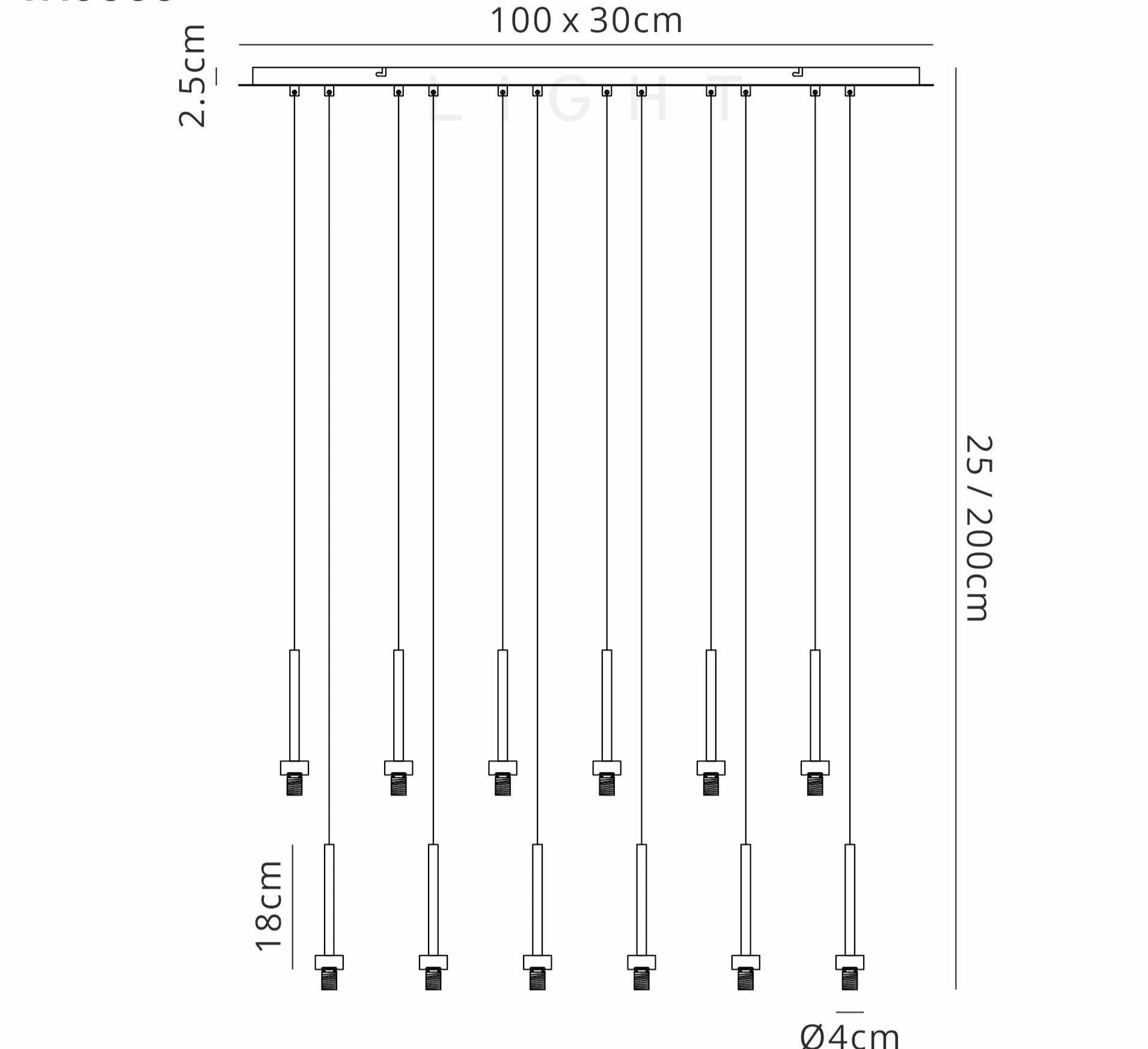Luminosity Designs - 12 Light Baron Multi Pendant Panel - Luminosity Designs Ltd