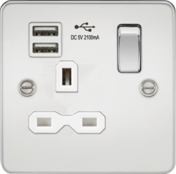 Flat Plate 1g Switched Socket With USB Sockets