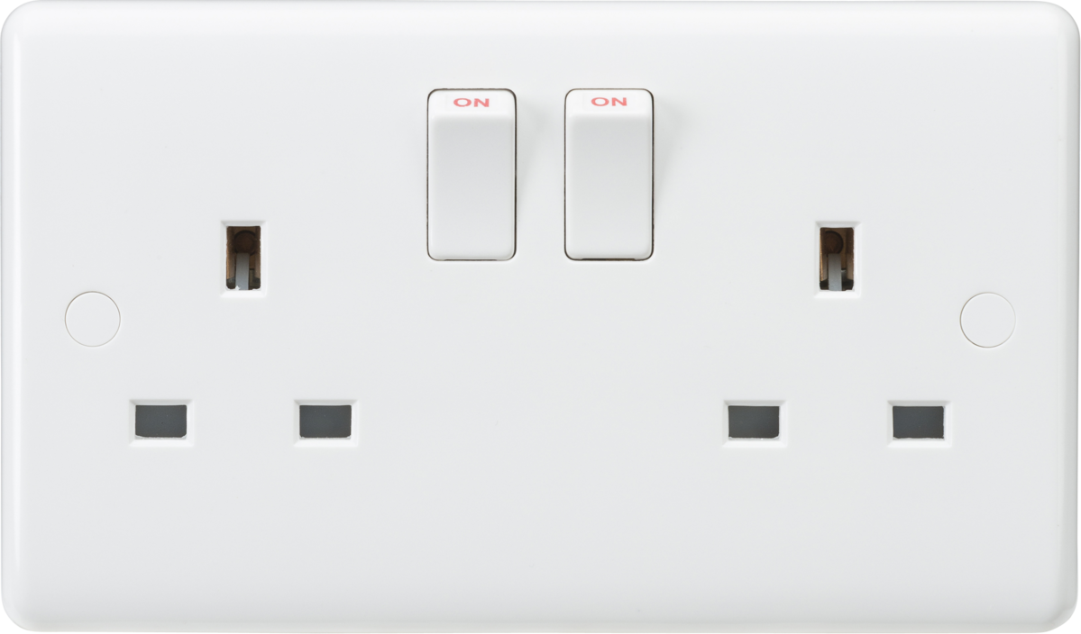 Curved Edge 13A 2 Gang Double Pole Switched Socket