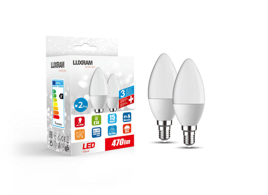 Dual Pack LED Thermal Plastic Candle Bulb