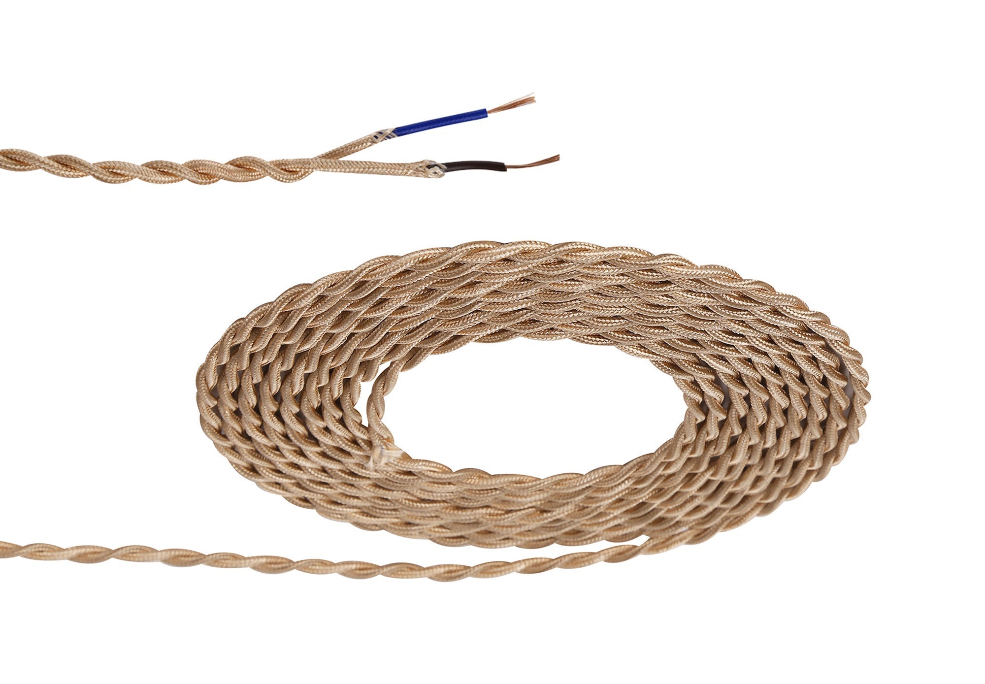 Luminosity Designs - 2 Core Braided and Twisted Cable for Lighting 0.75mm (25m roll) - Luminosity Designs Ltd