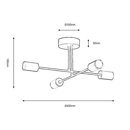 Chanin Modern 4 Light Semi Flush