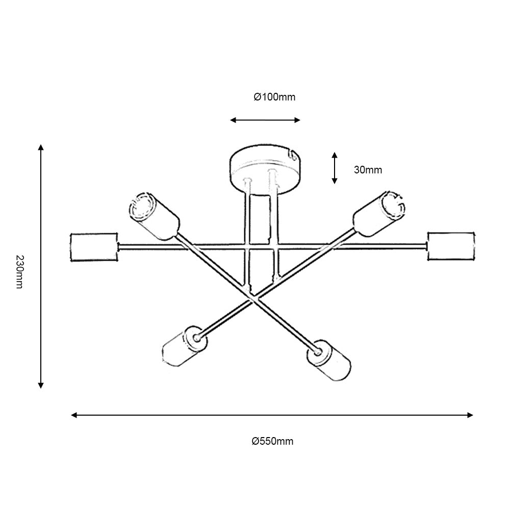 Chanin Modern 6 Light Semi Flush