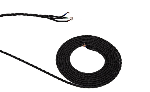Luminosity Designs - 3 Core Braided and Twisted Cable for Lighting 0.75mm - Luminosity Designs Ltd