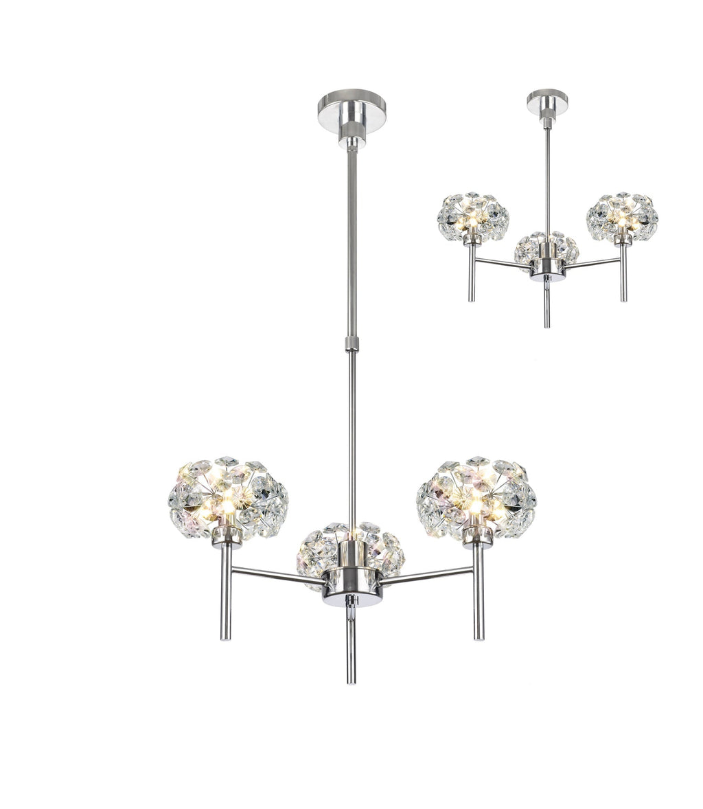 Luminosity Designs - 3 Light Baron Opulence Adjustable Chandelier - Luminosity Designs Ltd