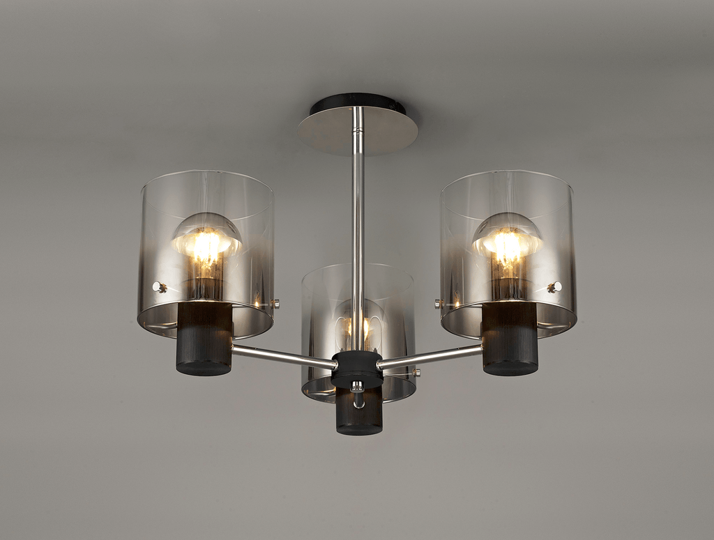 Luminosity Designs - 3 Light Fae Semi Flush Ceiling Fitting - Luminosity Designs Ltd