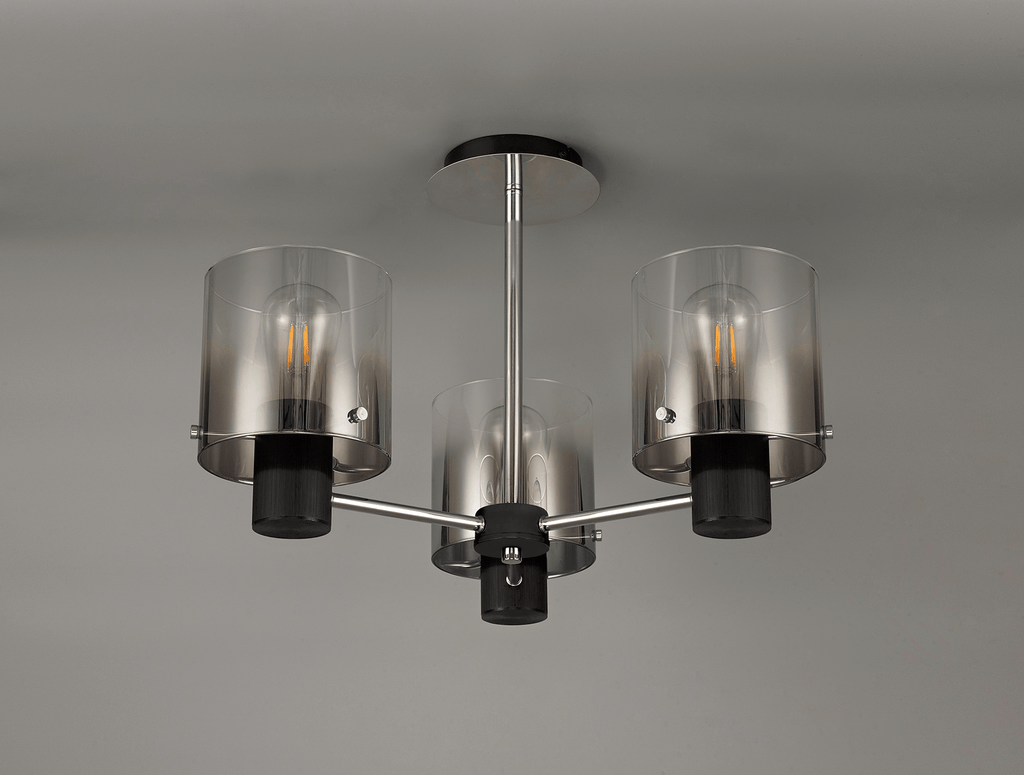Luminosity Designs - 3 Light Fae Semi Flush Ceiling Fitting - Luminosity Designs Ltd