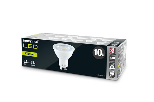 Integral Medium Powered LED Thermal Plastic GU10 Spot Lamp Bulb (PACK OF 10)