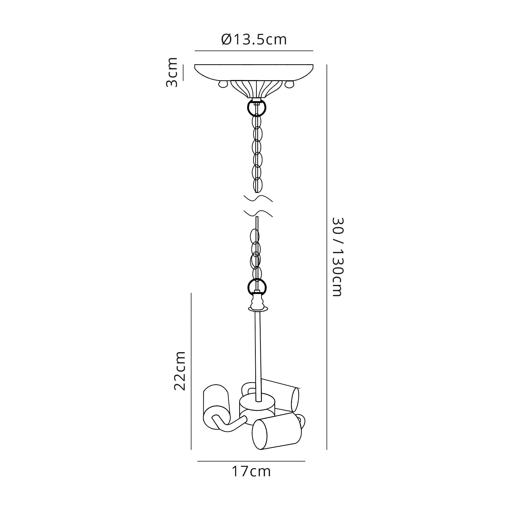 Luminosity Designs - 40cm 3 Light Chamber Tiffany Pendant Light, 3 x E27 - Luminosity Designs Ltd
