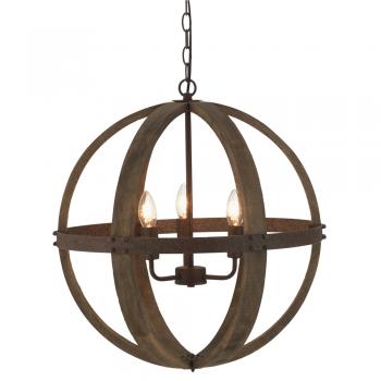 Torsten Wooden Lantern Pendant Light Oaks Lighting 4573/3 WD