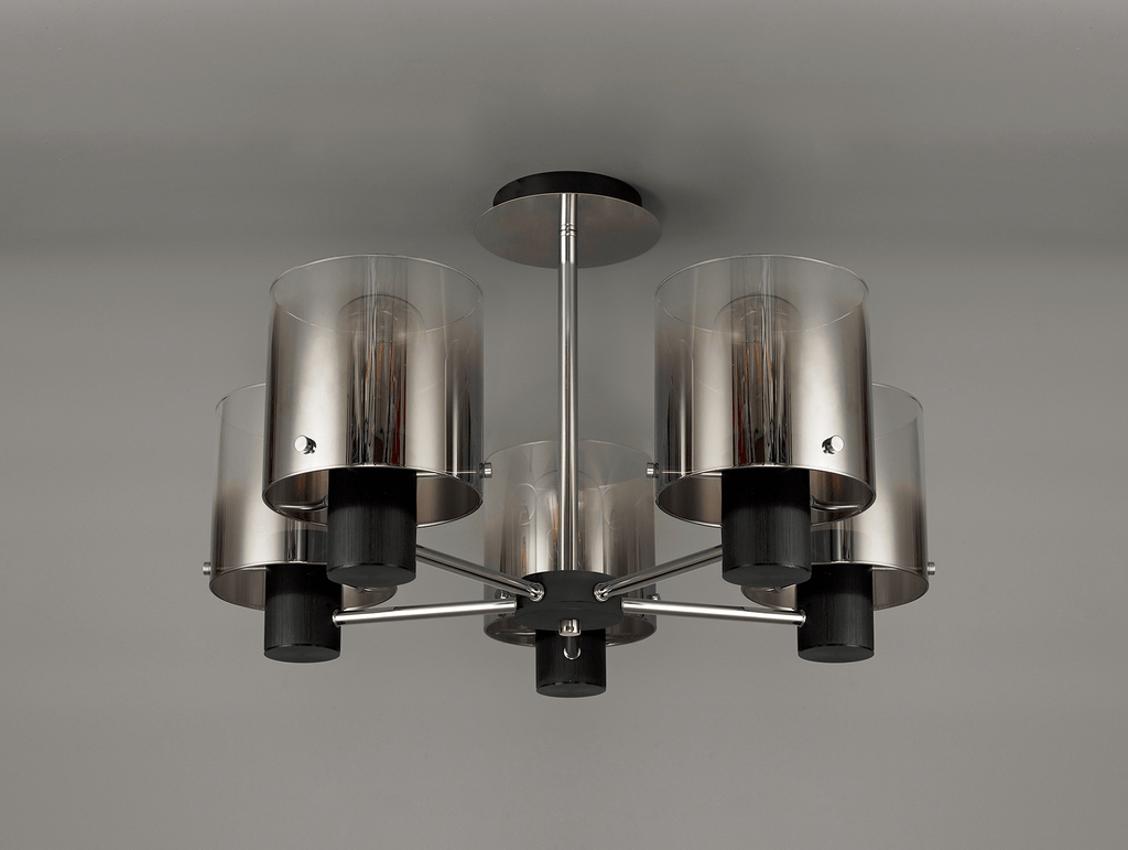 Luminosity Designs - 5 Light Fae Semi Flush Ceiling Fitting - Luminosity Designs Ltd