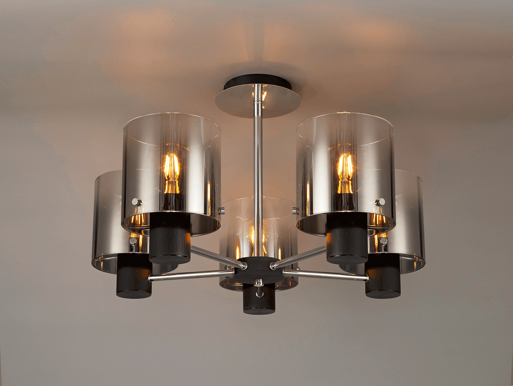 Luminosity Designs - 5 Light Fae Semi Flush Ceiling Fitting - Luminosity Designs Ltd