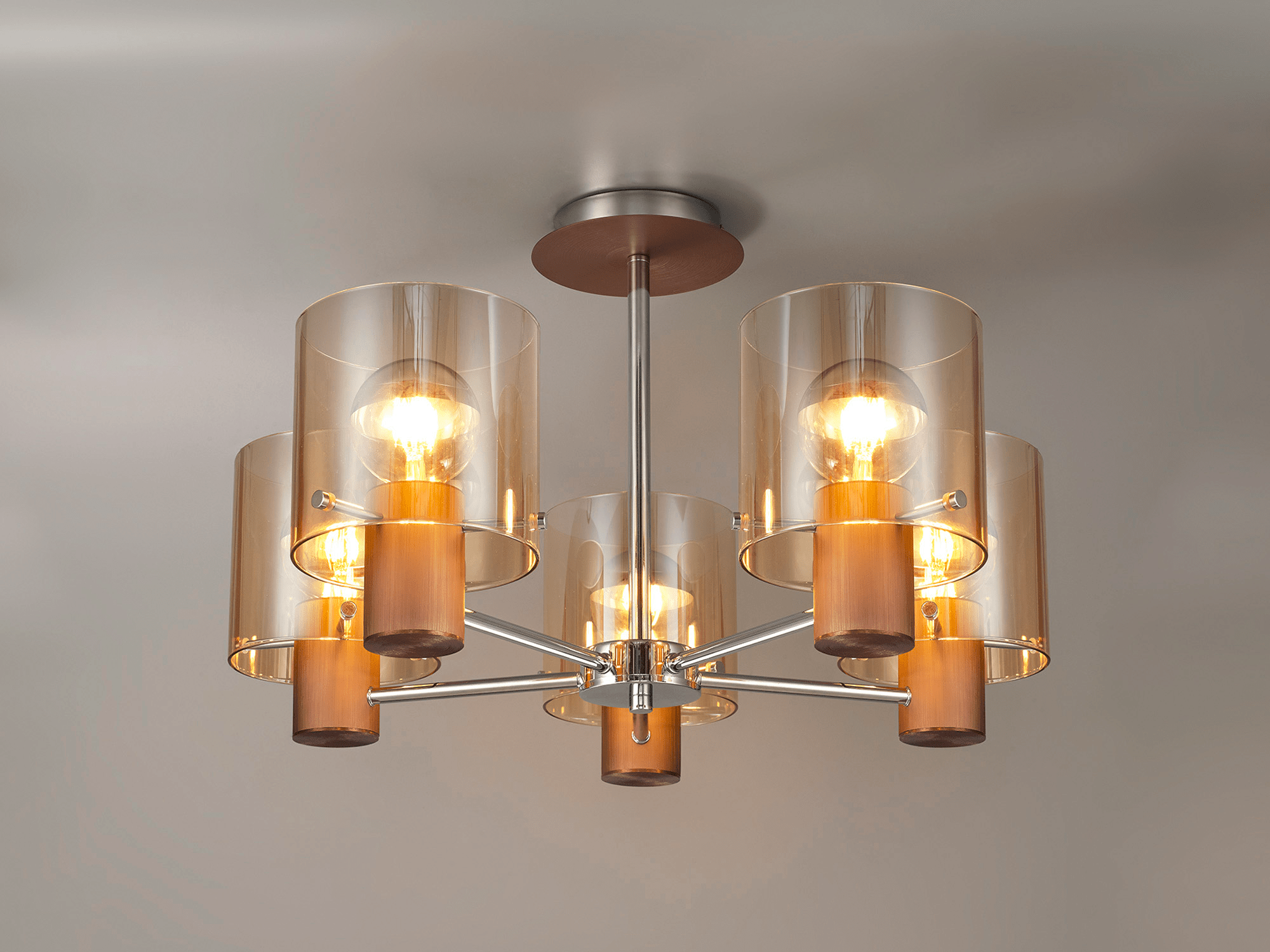 Luminosity Designs - 5 Light Fae Semi Flush Ceiling Fitting - Luminosity Designs Ltd