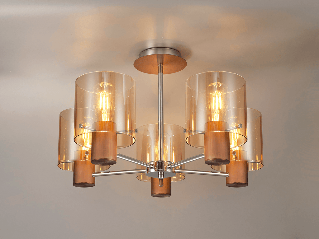 Luminosity Designs - 5 Light Fae Semi Flush Ceiling Fitting - Luminosity Designs Ltd