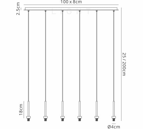 Luminosity Designs - 6 Light Baron Multi Pendant Bar - Luminosity Designs Ltd