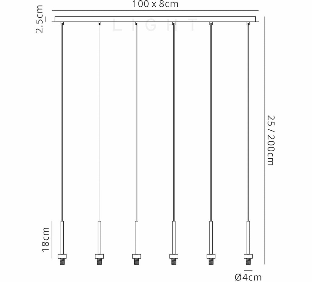 Luminosity Designs - 6 Light Baron Opulence Multi Pendant Bar - Luminosity Designs Ltd