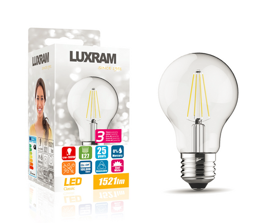 Luxram Extra Bright Dimmable LED GLS Filament Bulb - 12w