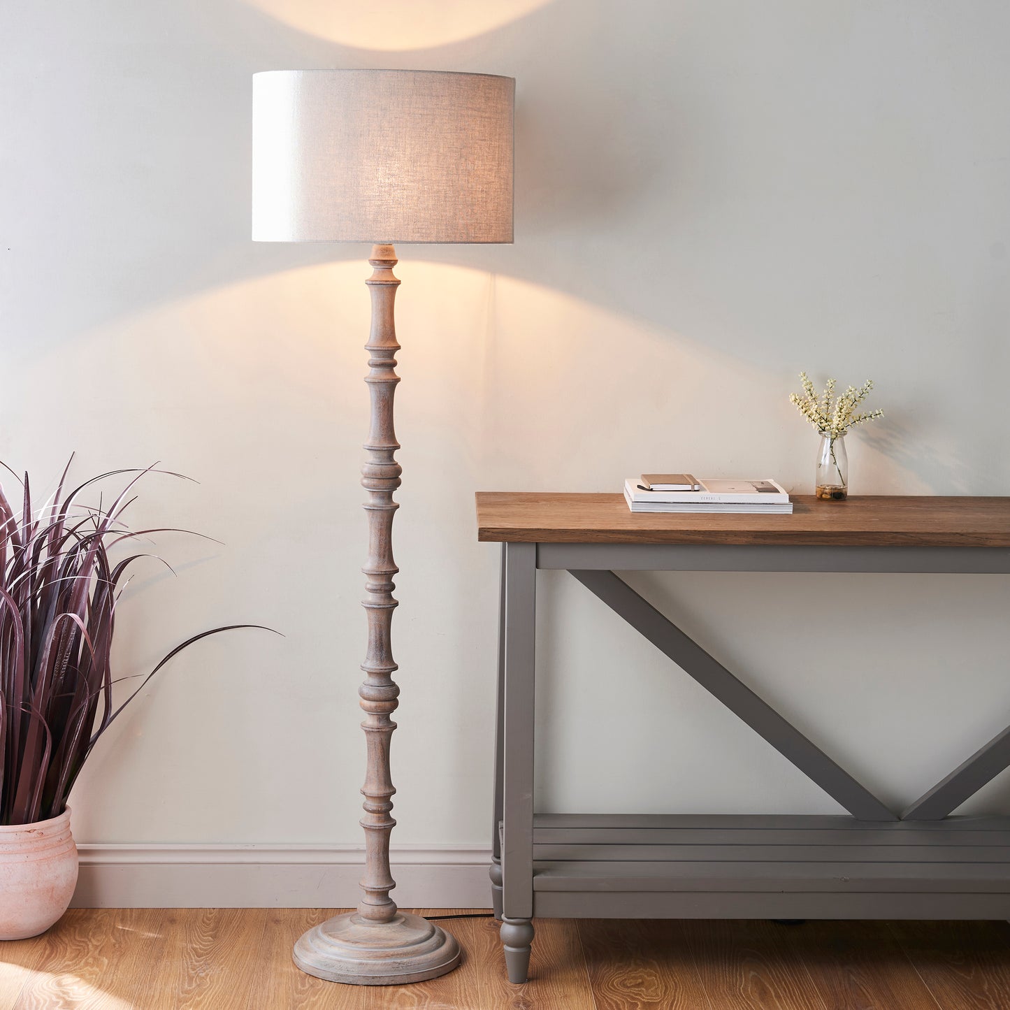 Elijah Rustic Style Wooden Floor Lamp