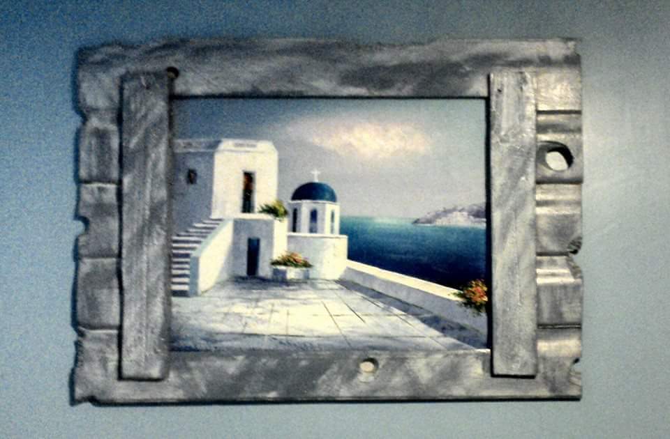 Large Rustic Landscape Painting - Traditional Village