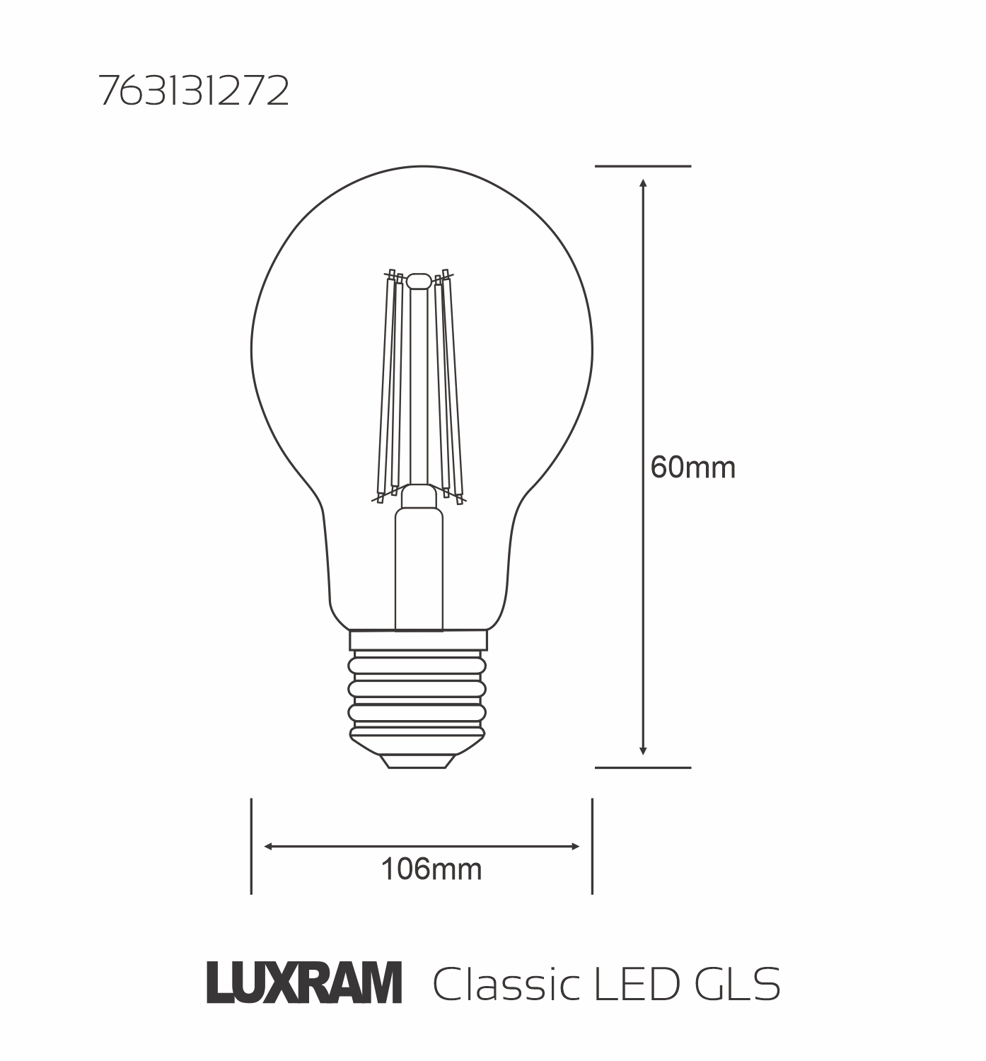 Luxram Extra Bright Dimmable LED GLS Filament Bulb - 12w