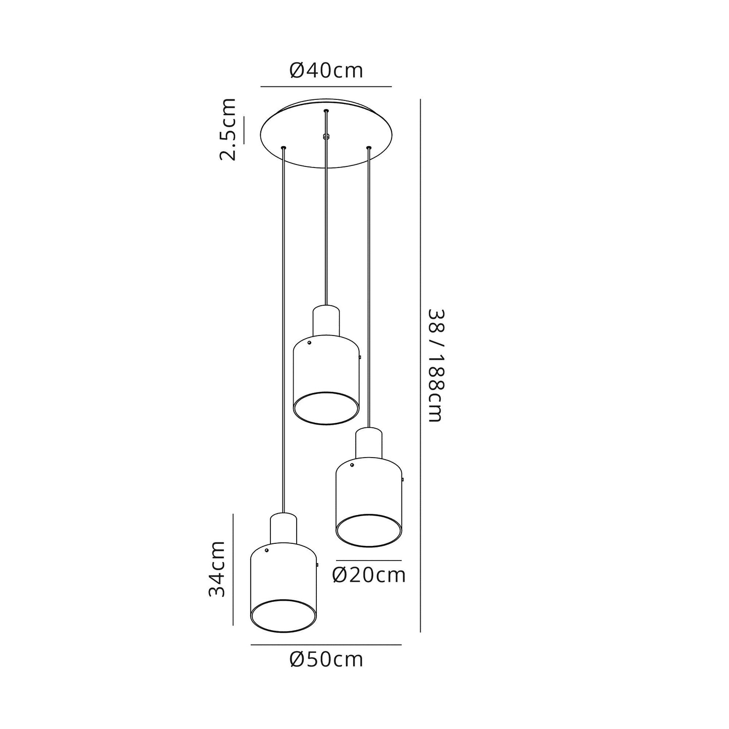 Smoke Multi Drop Circular Pendant