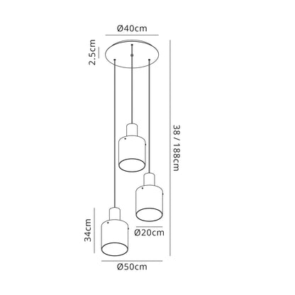 Smoke Multi Drop Circular Pendant