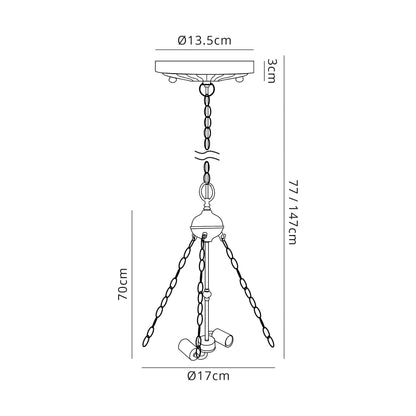 Full Suspension Uplighter Pendant Kit for Tiffany Shades