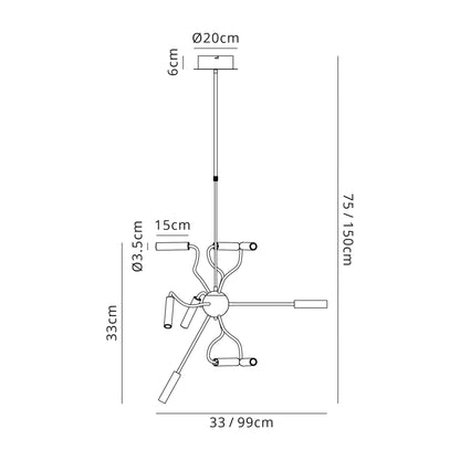 Bowa Multi Arm Pendant