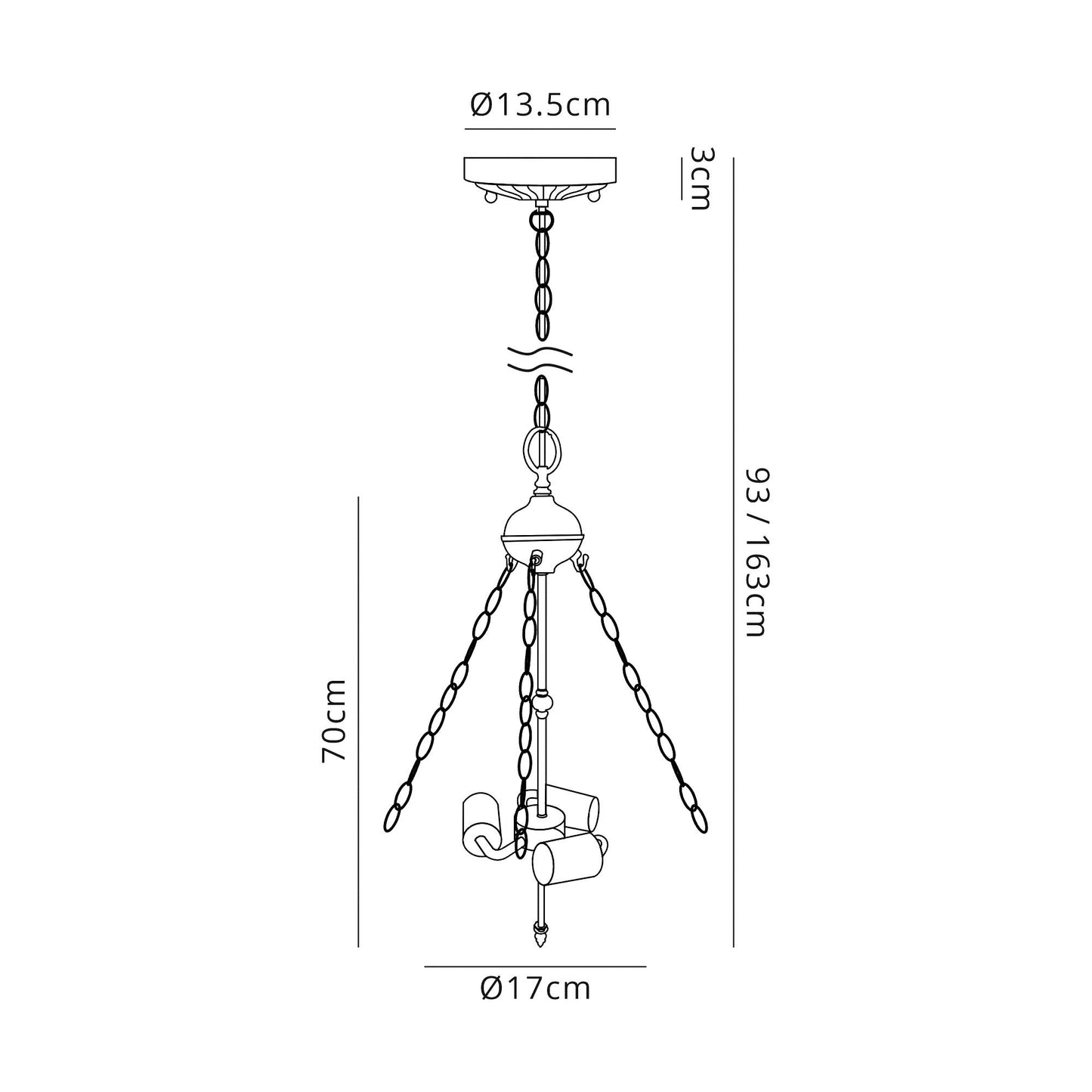 Full Suspension Uplighter Pendant Kit for Tiffany Shades