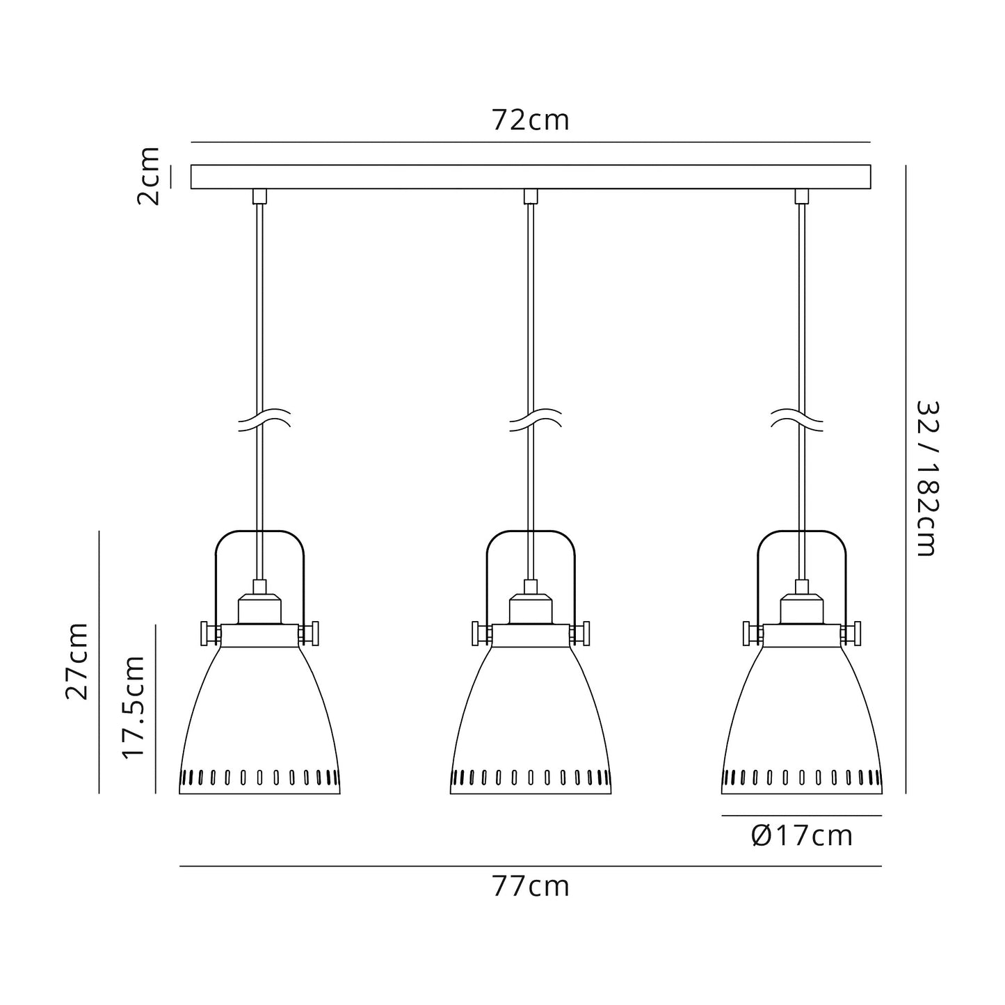 Factory Linear 3 Light Bar Pendant