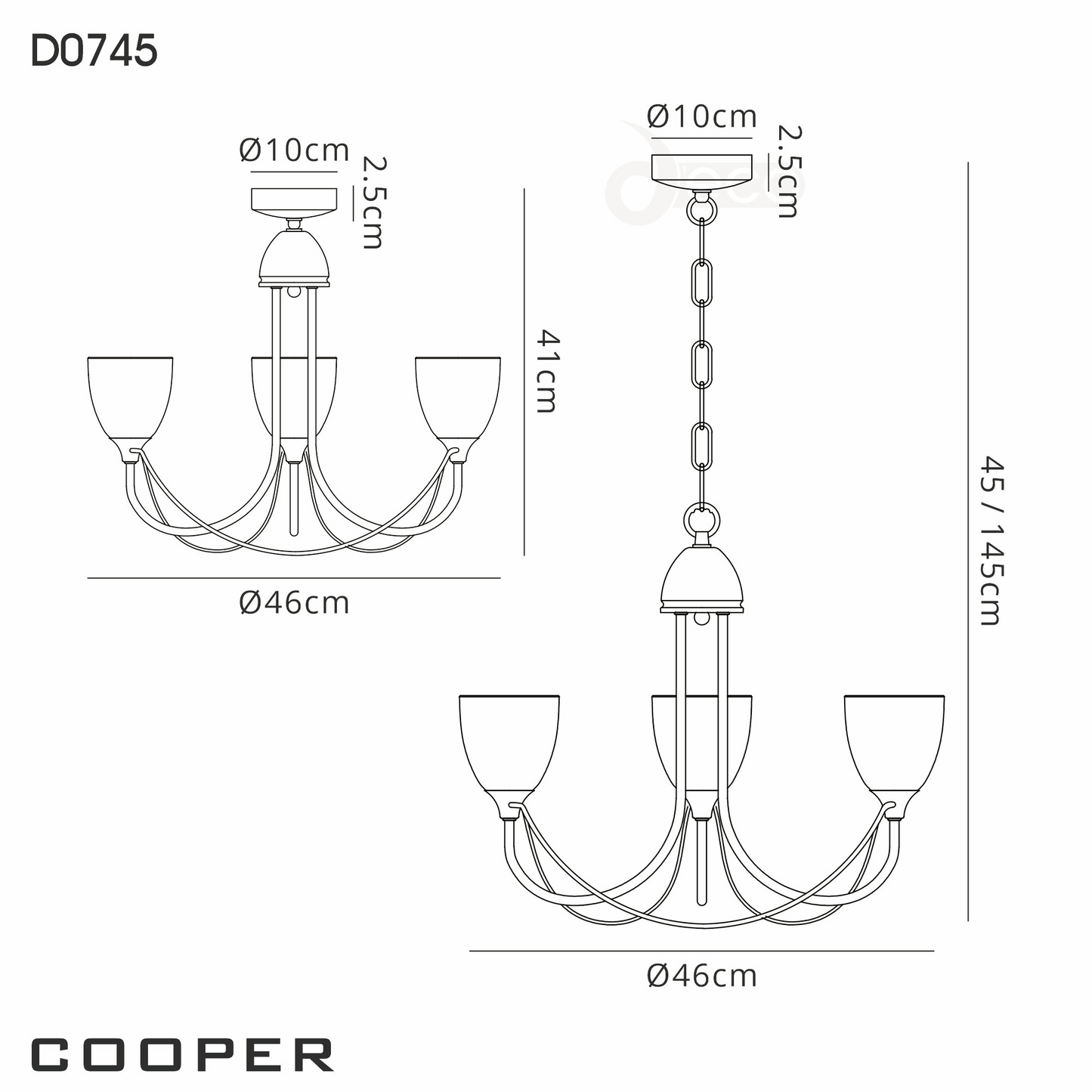 Cooper 3 Light Convertible Ceiling Pendant with frosted Glass Shades E14 (Deco)